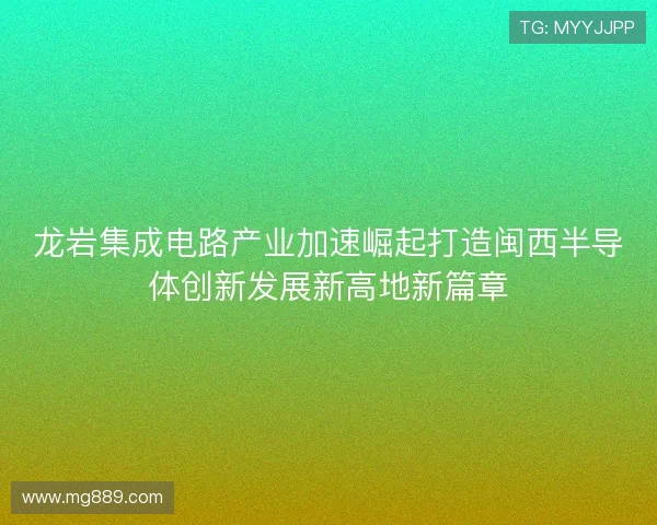 龙岩集成电路产业加速崛起打造闽西半导体创新发展新高地新篇章